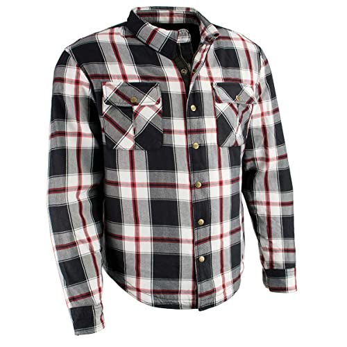 Milwaukee Leather MPM1625 Men's Plaid Flannel Biker Shirt with CE Approved Armor - Reinforced w/Aramid Fibers - Small Multi