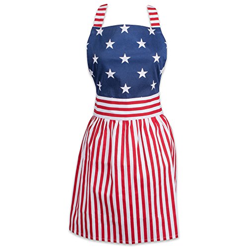 DII Patriotic Kitchen Apron for BBQ Grilling, Cooking or Baking, Red White & Blue