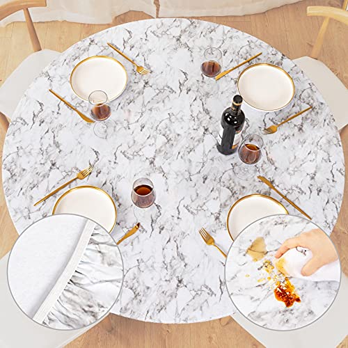 UMINEUX Oval Fitted Vinyl Tablecloth with Elastic Edged & Flannel Backing, Waterproof Wipeable Oval Table Cover - Fits Tables up to 42"X68" (Sunflower)