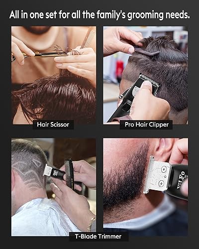 YiLFo Hair Clippers for Men Professional- Beard Hair Trimmer, Cordless Barber Clippers Kit, LED Display Hair Cutting Kit, T Liners Edgers Clippers and Trimmers Grooming Set, Shaving Kit for Mens Gift