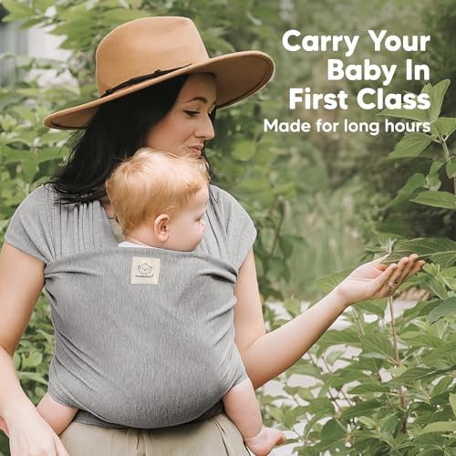 KeaBabies Baby Wrap Carrier - All in 1 Original Breathable Baby Sling, Lightweight,Hands Free Baby Carrier Sling, Baby Carrier Wrap, Baby Carriers for Newborn, Infant,Baby Wraps Carrier (Classic Gray)