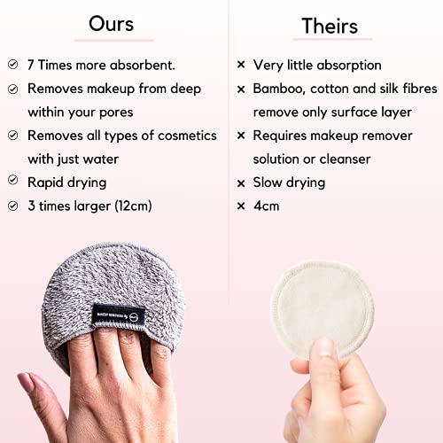 Ogato Reusable Makeup Remover Pads - 6pc Reusable Face Pads, Makeup Eraser for All Skin Types - Washable Microfiber Cloths - With Free Laundry Bag