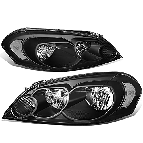 DNA Motoring HL-OH-CI06-BK-CL1 Black Housing Headlights Compatible with 06-13 Impala