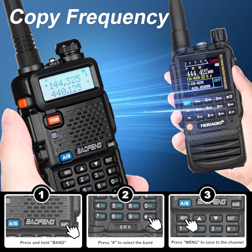 BAOFENG 5RX Ham Radio Handheld, 8-Band Receiving, Air Band, Frequency Copy, 3800mAh Rechargeable Walkie Talkies Two Way Radio with Earpiece,771 Long Range Antanna(Upgraded of UV-5R)-2Pack Full Kit