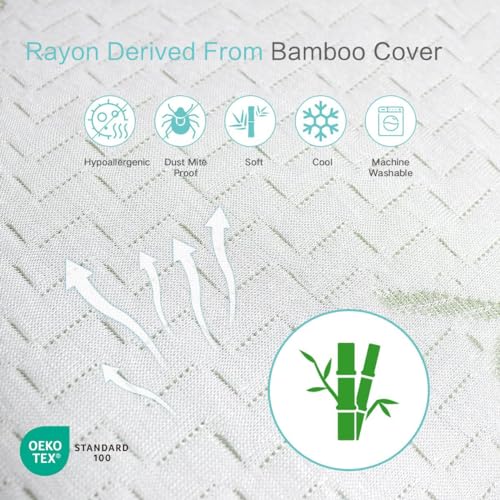JJDANFILL Rayon Derived from Bamboo Pillow Standard Size Set of 2 - Machine Washable Bed Pillows for Sleeping for Back, Stomach and Side Sleeper - Firm Shredded Memory Foam Pillows 20 * 26in