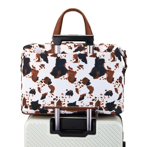 Wrangler Travel Duffle Bag for Women Oversized Cow Print Weekender Bag Overnight Bag WG133-5110BK