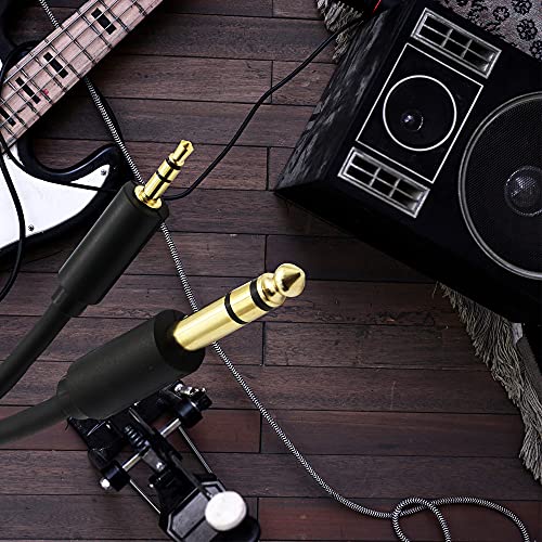 GINTOOYUN 6.35mm TRS to 3.5mm TRS Stereo Audio Cable,6.35 1/4" Male to 3.5 1/8" Male Aux Jack Adapter for Guitar,Laptop,Piano,Smartphones,Amplifiers,Home Theater Devices,etc. (Black-0.5M)