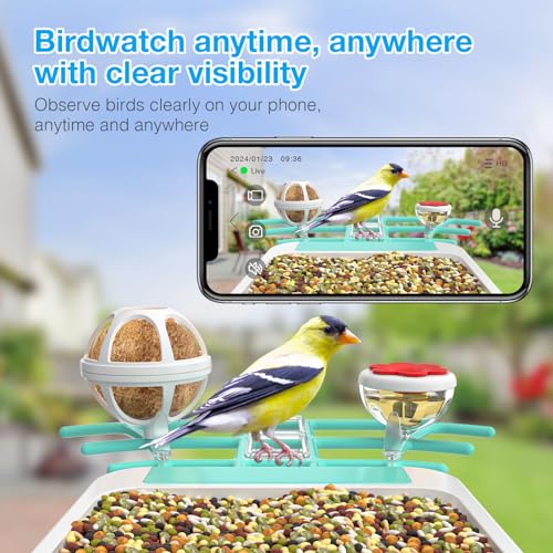 Smart Bird Feeder with Camera, AI Recognition and Solar Powered, Auto Capture & Notity, Bird Video & Motion Detection, Ideal Gifts for Bird Lover