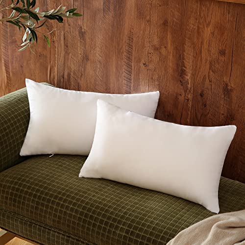 patdrea Throw Pillows - Pillow Insert Set of 2 - Throw Pillows for Couch & Bed - Soft & Comfortable White Pillows Indoor/Outdoor Decorative Cushion