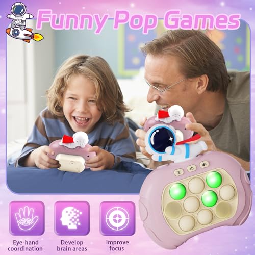 Plunack Fidget Toys Light Up Game, Handheld Games for Kids, Quick Push Bubbles Game Console, Autism Sensory Toys Birthday Gifts for Old Boys Girls Kids Teens