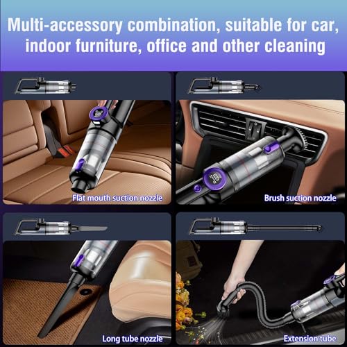 Fedemer Hand held Vacuum Cleaner, Hand Vacuum 16000PA Powerful Suction Cordless Cordless Rechargeable Vacuum, for Car Home Bedroom Office Cleaning with LED Light