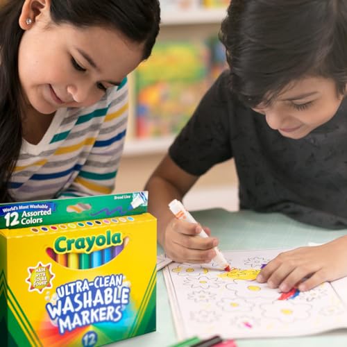 Crayola Broad Line Markers (12ct), Washable Markers for Kids, Classroom Supplies for Teachers, Kids Back to School Supplies, 3+