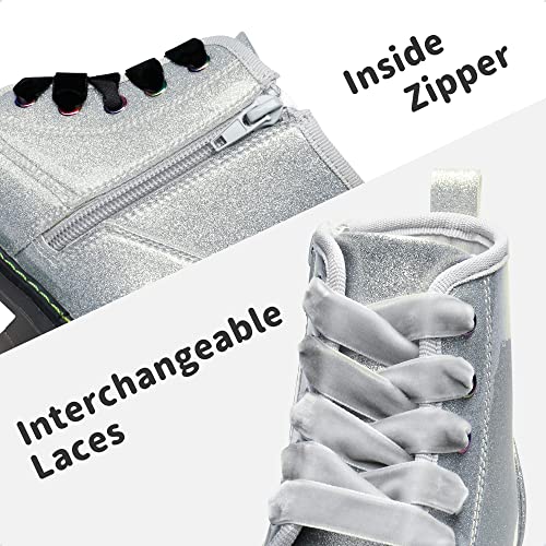 DREAM PAIRS Girls Boys Glitter Ankle Boots Side Zipper Combat Shoes with Lace Up（Toddler/Little Kid/Big Kid）,Size 6 Big Kid,Rainbow/Pink,SDBO2220K