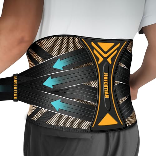 JIUFENTIAN Back Braces for Lower Back Pain with Support System - Copper Back Brace for Herniated Disc-Lumbar Support for Sciatica, Scoliosis,Heavy Lifting-Kidney Belts for Sport(Small)