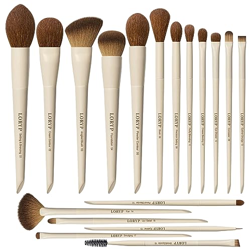 LORYP Makeup Brushes Set Labeled 18 Piece Face and Eye Brush Set Ultra