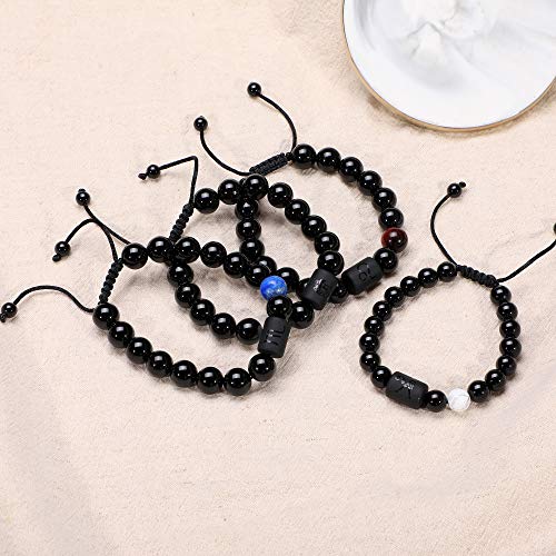 Jade cabbage Zodiac Bracelet for Couple 8mm 10mm Natural Black Onyx Stone Star Sign Constellation Distance Friendship Prayer Blessing Bracelet Gifts Men Women Size adjustable (Women 8mm beads,Virgo)