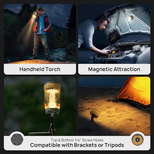 Consciot LED Camping Lantern, USB-C Rechargeable, 5 Light Modes 3 Color Temperatures 4400mAh Battery | Disassembly Free Design & Magnetic | Dimmable Flash Light & Night Light for Indoor and Outdoor