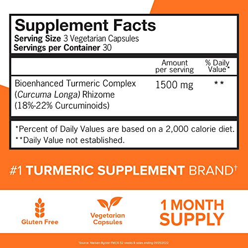 Qunol Turmeric Curcumin Capsules, 1500mg Extra Strength Supplement, Patented Hydro-Soluble Technology, Alternative to Turmeric Curcumin with Black Pepper, 90 Veggie Capsules