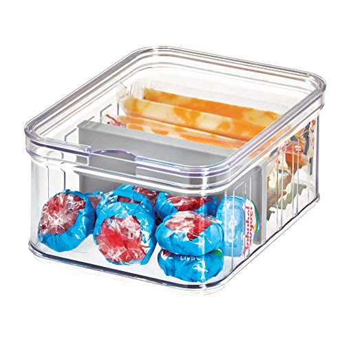 iDesign Crisp Produce Plastic Refrigerator and Modular Stacking Pantry Bin with Lid and Removable Inner Basket, Perfect for Washing Vegetables, Fruit, Lettuce, BPA Free 15.72" x 6.32" x 3.76"