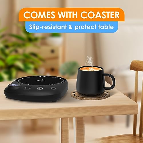 Coffee Mug Warmer - Fastest Heating & Highest Temperature, Coffee Cup Warmer for Desk Auto Shut Off, 4 Temp Settings & 1-12H Timer, Smart Electric Beverage Warmer for Coffee, Tea, Water, Milk and Coco