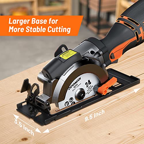 DOVAMAN Circular Saw, 5.8A 4-1/2" Compact Circular Saw w/Contractor Bag, Laser Guide, Metal Auxiliary Handle, Multi-Material Cuts w/ 6 Saw Blades, Tool-Free Adjustment of Angle & Depth (Max 1-11/16")