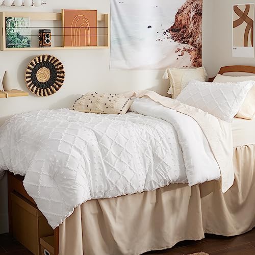Bedsure Twin/Twin XL Comforter Set - Pumpkin Boho Twin Extra Long Comforter Set for College, Shabby Chic Dorm Bedding Set, 2 Pieces Modern Farmhouse Bed Set, Includes 1 Pillow Sham