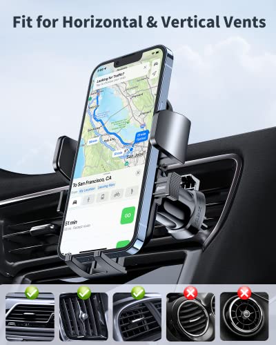 Miracase Car Vent Phone Mount, Universal Cell Phone Car Mount [Upgraded Vent Clip Never Fall Off] Hands Free Air Vent Phone Holders for Your Car Compatible with iPhone All Smartphones