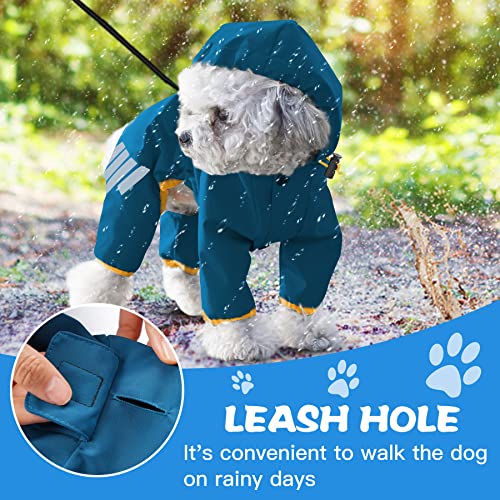 Annchwool Dog Raincoat with Hood for Puppy Small Medium Dogs,Waterproof Dog Rain Coat Jacket with Reflective Strap and Leash Hole,Easy to Put On & Off Poncho(Yellow,S)