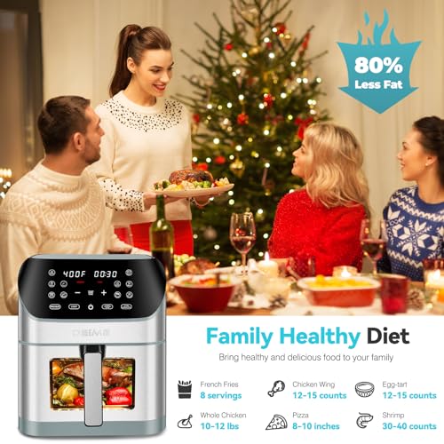 DEIME Air Fryer 8.5 QT Oilless AirFryer 1500W Electric Healthy Oven Cooker Large Capacity with Visible Cooking Window, 10 Presets in One Touch, Digital Control, Non-Stick Basket