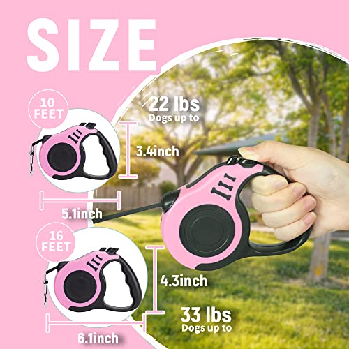 LIEVUIKEN Retractable Dog Leash Automatic Telescopic Tractor Dog Tape, Pet Tape 10/16 FT Durable and Convenient, with Folding Bowl, Dispenser, Rubbish Bags, Suitable for Small and Medium Dogs