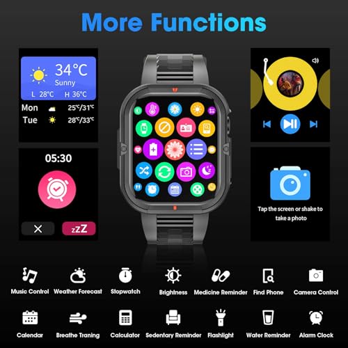 Smart Watch for Men Women 𝟐𝟎𝟐𝟒 𝐔𝐩𝐠𝐫𝐚𝐝𝐞𝐝 Bluetooth Call 1.85"Fitness Tracker Smartwatch for iOS Andriod Phones with Step/Heart Rate/Sleep Monitor,Complimentary Sporty Watch Case and Band