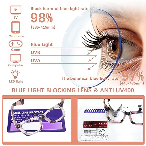 SIGVAN 6 Pack Oprah Style Reading Glasses Blue Light Blocking Square Computer Spring Hinge Readers for Women (6 Mix-5, 3.5, multiplier_x)