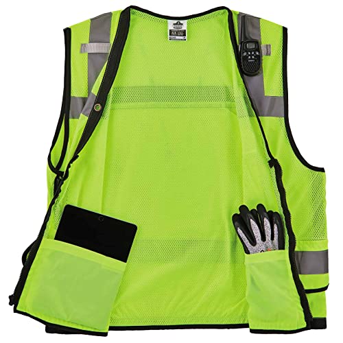 Ergodyne unisex adult Heavy-duty Class 2 Heavy Duty Mesh Surveyors Vest, Lime, Small-Medium US