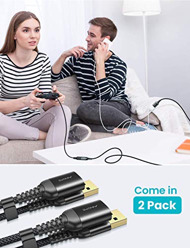 AINOPE 2 Pack USB Extensions Cable High Speed USB 3.0 Extension Cord Type A Male to Female Sturdy Braided Material Fast Data Transfer Compatible with USB Keyboard,Mouse,Flash Drive,Black,3.3FT+3.3FT