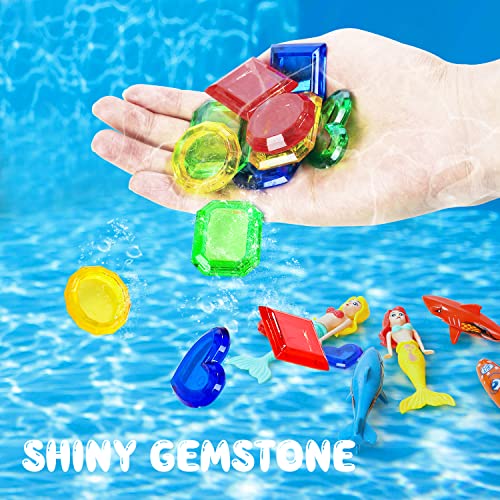 TOY Life 16Pcs Swimming Pool Dive Toys for Kids Swim Toys for Kids Practice Diving Swimming Toys with Pool Torpedo Gliding Shark Pool Mermaid Toys Underwater Diving Game Water Games for Boys and Girls