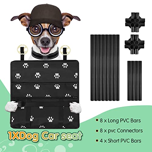 SWIHELP Dog Car Seat Puppy Portable Pet Booster Car Seat with Clip-On Safety Leash and PVC Support Pipe, Anti-Collapse,Perfect for Small Pets