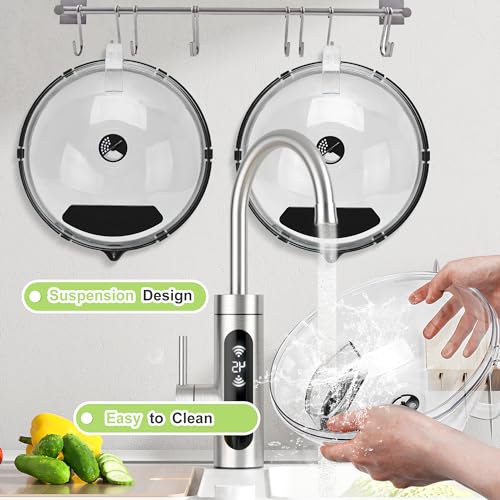 Fkprorjv Microwave Splatter Cover with Water Steamer, 10 inch Clear Microwave Plate Cover for Food, Splatter Guard Microwave Lid for Microwave Oven, Kitchen Gadgets Accessories, Black