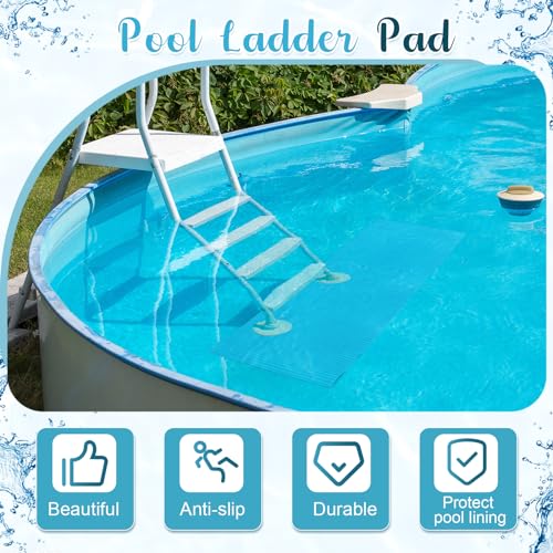 2 Rolls Swimming Pool Ladder Mat, Pool Ladder Pad Step with Non Slip Stripe Protective Pool Liner Pad for Above or Inground Pool(9 x 24 Inch)