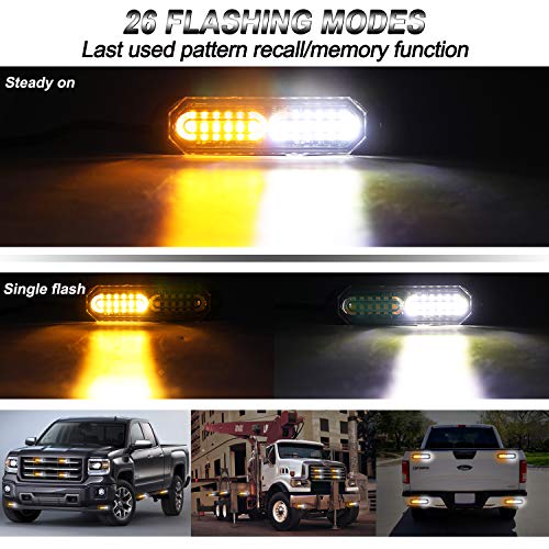 ASPL 8pcs Sync Feature Ultra Slim 12-LED Surface Mount Flashing Strobe Lights for Truck Car Vehicle LED Mini Grille Light Head Emergency Beacon Hazard Warning lights (Amber)