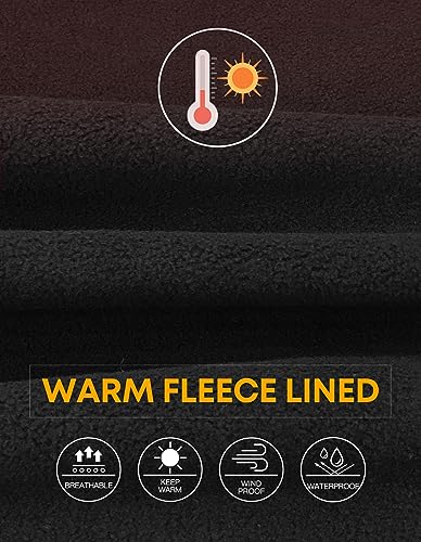PULI Winter Pants for Women Fleece Lined Hiking Cold Weather Snow Waterproof Ski Snowboard Black 30