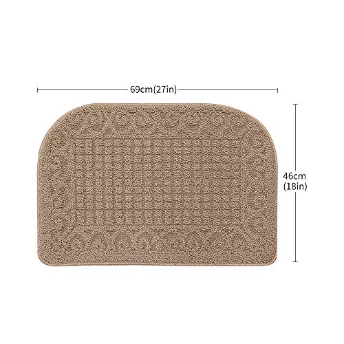 COSY HOMEER 32X20 Inch Anti Fatigue Kitchen Rug Mats are Made of 100% Polypropylene Half Round Rug Cushion Specialized in Anti Slippery and Machine Washable (Grey 2pcs)