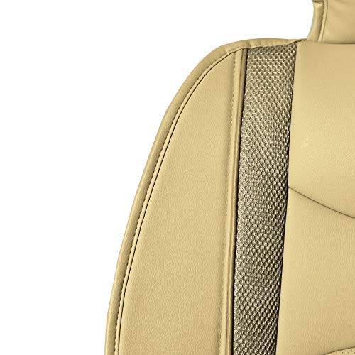 FH Group Front Set Faux Leather Car Seat Cushions for Low Back Seat, Universal Fit, Airbag Compatible Seat Cover for SUV, Sedan, Beige Tan