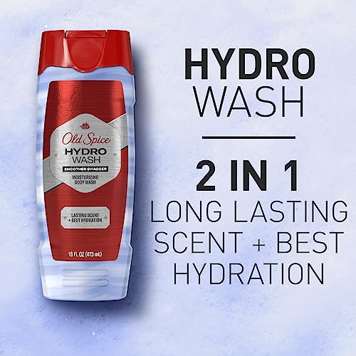 Old Spice Moisturizing Body Wash for Men, Hydro Wash, 2-in-1 Long Lasting Scent & Deep Hydration, 24/7 Shower Fresh, Smoother Swagger Scent, 16 oz