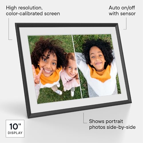 Aura Digital Picture Frame - 10.1" HD Mat Display | Wirecutter's Best Digital Frame for Gifting - Send Photos Directly from Your Phone from Anywhere | Quick & Easy Setup Over WiFi - Free App | Black