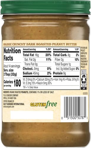 Santa Cruz Organics Crunchy Dark Roasted Peanut Butter, 16 Ounce