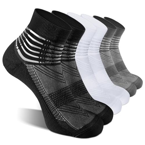 IRAMY Compression Ankle Support Socks Coolmax Wicking Cushioned Athletic Plantar Fasciitis Relief Men Women 2 Pairs