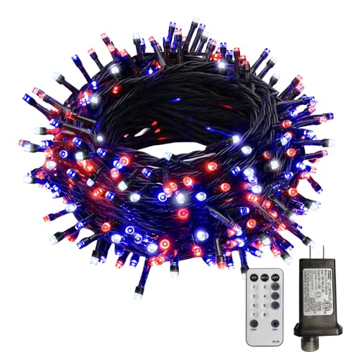 MEHOFOND 100ft 300 LED Christmas String Lights, 8 Lighting Modes Fariy LED String Lights, Timer Plug in Xmas Bday Wedding Party Decoration Outdoor Indoor Waterproof Holiday Garden Decor (Warm White)