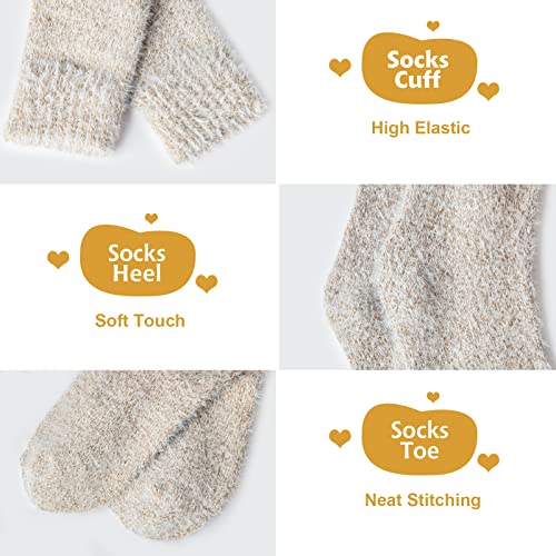 5 Pairs Fuzzy Cozy Warm Socks for Women Winter Wool Thick Casual Home Sleeping Soft Socks Gifts for Women