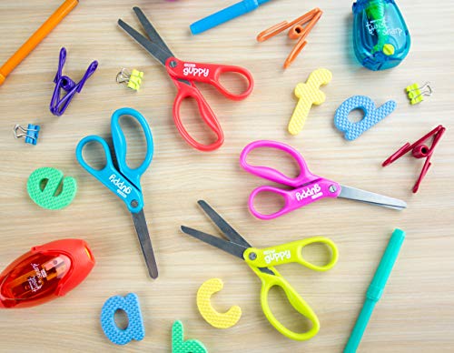 Stanley 5" Kids Scissors, Blunt Tip, Safety, Comfortable, For Left and Right Handed Use, For Office School Student Crafts, Assorted Colors, 2 Pack