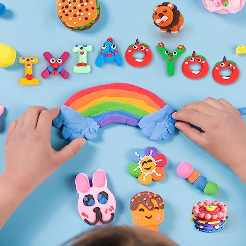 Ixiaoyoo Air Dry Clay, 100 Colors Modelling Clay for Kids, DIY Molding Magic Clay for with Tools, Soft & Non-Sticky, Toys Gifts for Age 3 4 5 6 7 8+ Years Old Boys Girls Kids